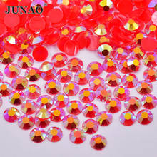 JUNAO-Cuentas de Strass para decoración de uñas, 2, 3, 4, 5, 6mm, rojo AB, redondo, cristal plano, apliques para álbum de recortes, joyería para manualidades 2024 - compra barato