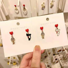 Zeojrlly Metal Trendy Animal Women Dangle Earrings  Asymmetric Cat Bone Lovely Earrings  Female  Korean Jewelry 2024 - buy cheap