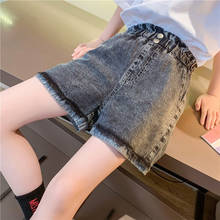 Korean Cotton Jeans Shorts for Kids Girls Solid Color Teenage Denim Pants Fashion Summer Teenage Clothes 4 8 12 Years 2021 New 2024 - buy cheap