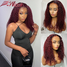 13X4 Lace Front Wig  Jerry Curly with Baby Hair 99J Ombre Brazilian Wigs Pre-plucked Hairline Remy Human Hair For Women Burgundy 2024 - buy cheap