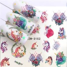 1 Sheet  Deer/Horse Flower Water Transfer Nail Sticker Decals Beauty Decoration Designs DIY Color Tattoo Tip 2024 - buy cheap
