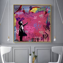 Arte bansky grafite pinturas abstratas em tela, pôster de arte de parede, sala de estar decoração de casa 2024 - compre barato