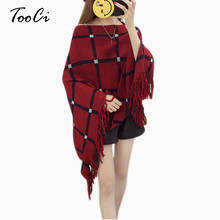 New Spring Women Ponchos And Capes Wine Red Bat Sleeve Women Pullover And Sweater Tassels Poncho Cloak Jacket Coat Outwear 2024 - buy cheap