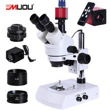 2k HD VGA HDMI camera Stereo trinocular digital Microscope zoom 3.5 90x + 1/3 adapter + LED Light soldering phone repair 2024 - buy cheap