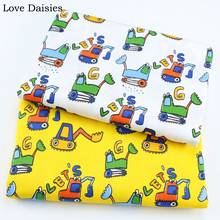 WHITE YELLOW Digger Excavator 100% Cotton Twill Cartoon Fabric Tissue For Kid Bedding Sheet Apparel Clothes Handwork Decor Craft 2024 - buy cheap