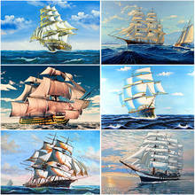 DIY 5D Diamond Painting Ship Diamond Embroidery Sea Sailboat Full Round drill Rhinestone Scenery Cross Stitch Art Wall Gift 2024 - buy cheap