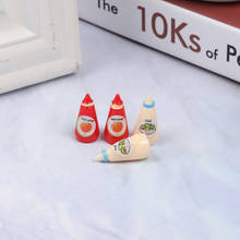 Set de 4 unids/set de casa de muñecas, accesorio para Comida en miniatura, Mini kétchup, aderezo para ensaladas, juguete de imitación, 1:12 2024 - compra barato