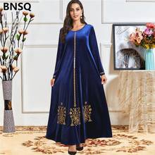 Velvet African Long Dresses For Women Embroidery 2021 Winter Spring Africa Clothing Muslim Robes Long Sleeve Maxi Dress Fashion 2024 - buy cheap