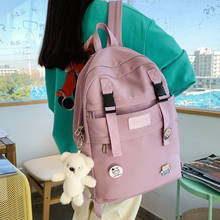 Spring New Solid Color Waterproof Girl Backpack College Student Bags Buckle Nylon Package Teenage Girl Cute Schoolbag Backpacks 2024 - buy cheap