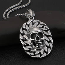 HaoYi Oval Skull Pendant Necklace Men's Stainless Steel Twisted Chain Fashion Punk Jewelry 2024 - buy cheap