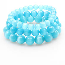 Natural Stone 8mm 10mm 12MM Blue Cat Eye Beads Bracelet Bangle for Women Opal Bracelet Jewelry 18cm -19cm 2024 - buy cheap