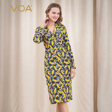 Voa camisa feminina de manga longa com lapela de seda, lavada com areia pesada, vestido um passo a3059, vestido slim de escritório 2024 - compre barato