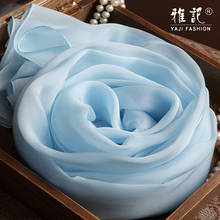 Sky blue 100% Real Silk Scarf Women Natural Silk chiffon Scarf   Hangzhou long silk scarf solid color   silk silk scarf 2024 - buy cheap