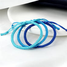 Pulseira masculina série azul retrô, trançada, corda de três camadas, envoltório, bracelete, oração, mulheres, joia 2024 - compre barato