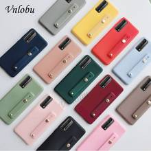 For Huawei Y7A P Smart 2021 Case Candy Colors Soft Silicone Wrist Strap Phone Case For Huawei P Smart 2021 Y7A Matte Back Cover 2024 - buy cheap