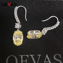 Oeves-pendientes de gota de diamante de alto carbono para mujer, de plata de ley 100% brillante 8x12, Topacio ovalado, joyería fina para fiesta de boda, 925 2024 - compra barato