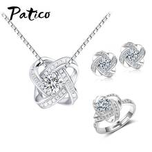 New Bridal Jewelry Sets 925 Sterling Silver Necklaces Earrings Rings Sets Necklaces For Women Cubic Zirconia Wedding Jewelry 2024 - buy cheap