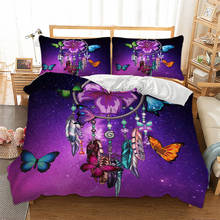 Roxo conjuntos de cama apanhador de sonhos, borboleta, capa de edredom, fronhas, queen, king size, roupas de cama, 3 peças 2024 - compre barato