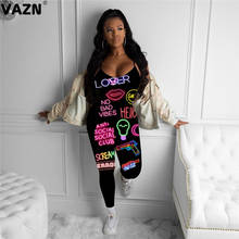 VAZN 2020 Hot Popular Black Regular Young Fancy Sexy Young Spaghetti Strap Sleeveless Skinny Women High Waist Long Jumpsuits 2024 - buy cheap