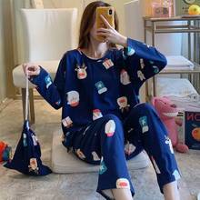Pijama feminino cetim manga comprida, conjunto pijama duas peças plus size 2024 - compre barato