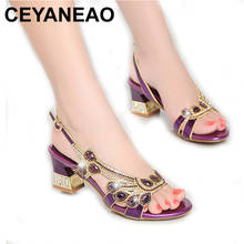 CEYANEAO  Fashion rhinestone sandals women slippers fish head diamond summer sandals thick high heels female sandals butydamskie 2024 - buy cheap