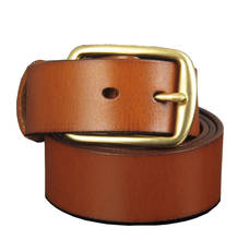 Top quality genuine leather belts for men 100% Copper Pin buckle 100% first layer cow skin belt man Luxury waistband male coffee 2024 - buy cheap