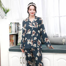 Lisacmvpnel-Conjunto de pijama con estampado para mujer, traje de manga larga, de satén, tacto suave, para otoño 2024 - compra barato