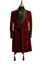 Длинный бархатный пиджак бордового цвета, Черная шаль с лацканами, Официальный смокинг, свободный винтажный пиджак в стиле ретро для выпускного вечера, 1 куртка, 2021 2024 - купить недорого