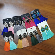 crystal flower Long Tassel Earrings for Women Jewelry Wedding Ethnic maxi blue vintage orange Drop Dangle Earrings girls wholesa 2024 - buy cheap