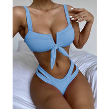 MYTENG Sexy V-neck Bikini 2021 Mujer New Solid 2 Piece Set Swimwear Women Push Up Bathing Suit Summer Beachwear Biqiuni Swimsuit 2024 - buy cheap