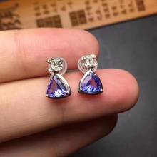 Natural e real tanzanite brinco 925 prata esterlina jóias finas tanzanite brinco 2024 - compre barato