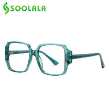 Soolala óculos de leitura femininos quadrados, leves e antiluz azul, armação de computador, dobradiça de mola, óculos para presbiopia tr90 2024 - compre barato