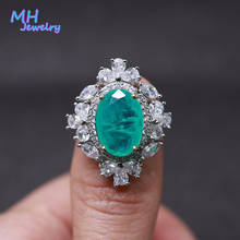 MH Created Paraiba Tourmaline gemstone adjustable noble Ring Solid 925 Sterling Silver Women Fine Jewelry engagement Gift 2024 - buy cheap