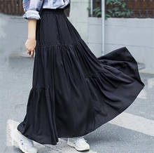 2022 Spring Autumn Women High Waist Pleated cotton linen skirts, fashion Korea casual maxi skirts long party skirt 2024 - buy cheap