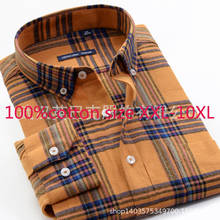 New Arrival High Quality 100%pure Cotton Super Large Loose Men Thickened Autumn Dress Shirts Flannel Plaid Plus Size XXL-10XL 2024 - buy cheap