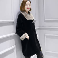 Autumn Winter Real Fur Coat Women Long Jacket 100% Wool Fur Coat Female Luxury Jackets Mink Fur Collar Manteau Femme KQN18182 2024 - buy cheap