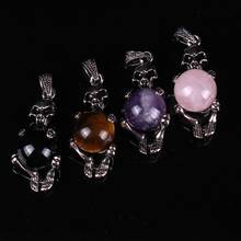 6 PCS Skull Wrapped Natural Stone Jewelry Pendant Clear Rose Crystal Quartz Beads Power Healing 7 Chakra Reiki Stone DIY Pendant 2024 - buy cheap