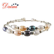 DMBFP100 5-6mm Freswater Pearl Bangle Bracelet White/Black/Pink/Purple Bangles Bracelets For Women 2024 - buy cheap