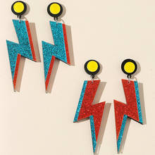 Fashion Acrylic Glitter Lightning Drop Earrings For Women Geometric Colorful Long Dangle Earrings Punk Night Club Party Jewelry 2024 - buy cheap