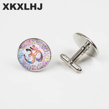 XKXLHJ-mancuernas para fotos, símbolo de acuarela Om con acento dorado, cuadrado, accesorios de joyería de buena calidad, 2018 2024 - compra barato