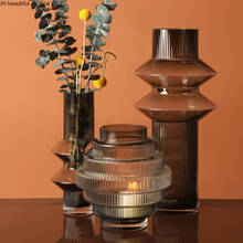 Nordic Light Luxury Glass Vase Decoration Creative Living Room Flower Arrangement Transparent Artist Home Decoration Accessories 2024 - buy cheap