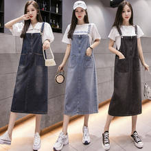 Vintage 5XL Suspender Dress Denim Women's 2022 New Spring Summer Sleeveless Jeans Dress Loose With Pocket Casual Overalls Female 2024 - buy cheap