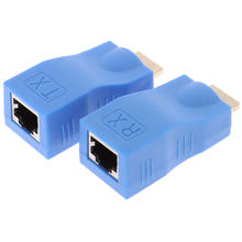 2pcs  1080P HDMI Extender To RJ45 Over Cat 6 Network LAN Ethernet Adapter Blue 2024 - buy cheap