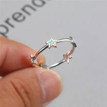 Boho Female Blue White Opal Stone Ring Rose Gold Silver Color Engagement Ring Cute Bridal Star Thin Wedding Rings For Women 2024 - buy cheap