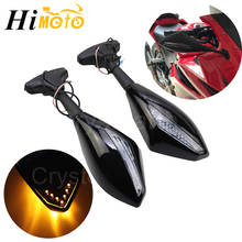 Espelhos retrovisores para kawasaki ninja 250r zx6r zx10r, com luz led integrada, para yamaha, yzf, r1, r6, r3, fz1, fz6 2024 - compre barato