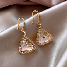 LATS Korean Triangle Shiny Zircon Earring Luxury Dangle Earrings for Women Party Earings 2020 Kolczyki Brincos Fashion Jewelry 2024 - buy cheap