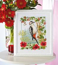 11/14/16/18/22/25/28ct Lovely Cute Counted Cross Stitch Kit Winter Woodpecker Bird Hickwall Pecker Peckerwood 2024 - buy cheap