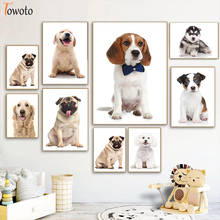 Cuadro decorativo de animales para decoración del hogar, lienzo de arte de pared para guardería, lindo caniche, Husky, Pug, mascota, perro, póster impreso, pintura 2024 - compra barato