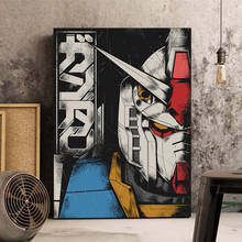 Pôster de parede de anime japonês de gundam, pintura para decoração de quarto infantil adolescentes, arte de parede 2024 - compre barato