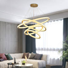 Candelabro nórdico moderno de lujo, iluminación de anillos redondos de aluminio, lámpara colgante LED para sala de estar, Villa, salón, restaurante 2024 - compra barato